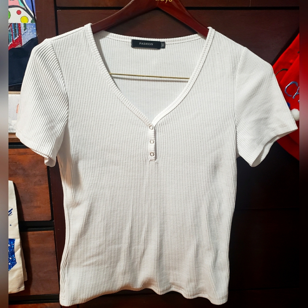 White Buttondown T-Shirt